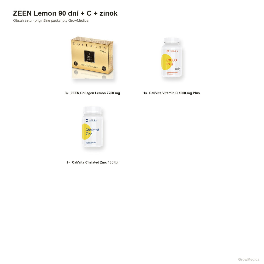 ZEEN Lemon 90 dní + vitamín C + zinok — obsah — packshoty GrowMedica