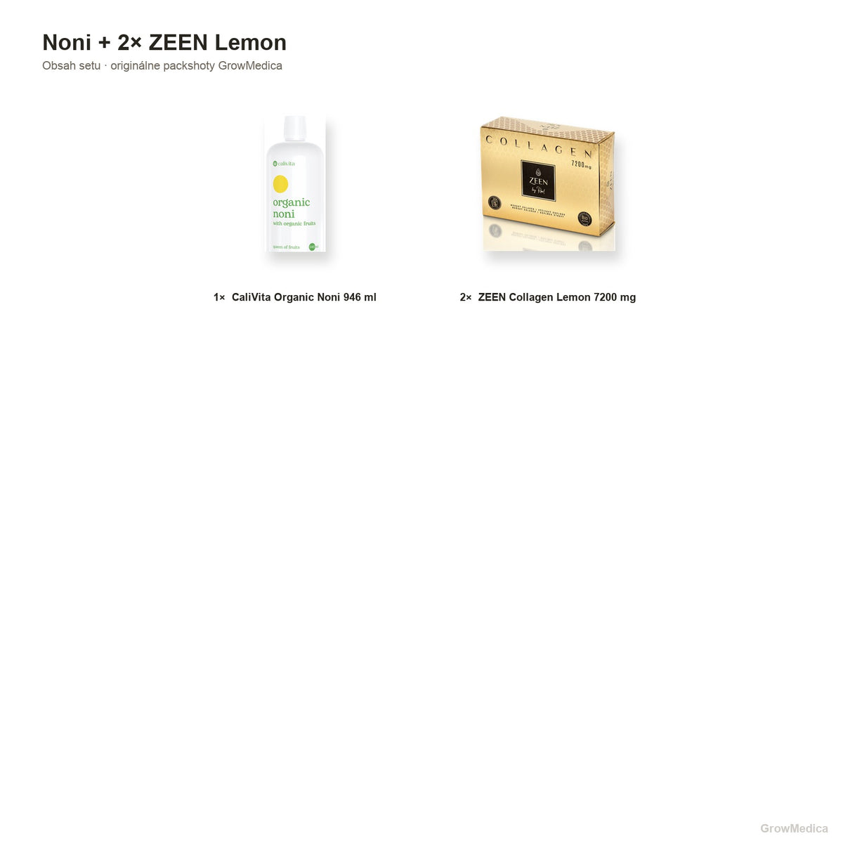 Noni + 2× ZEEN Lemon — obsah — packshoty GrowMedica