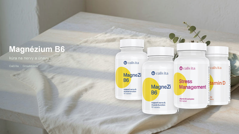CaliVita MagneZi B6, Stress Management a vitamín D na ľane – banner GrowMedica