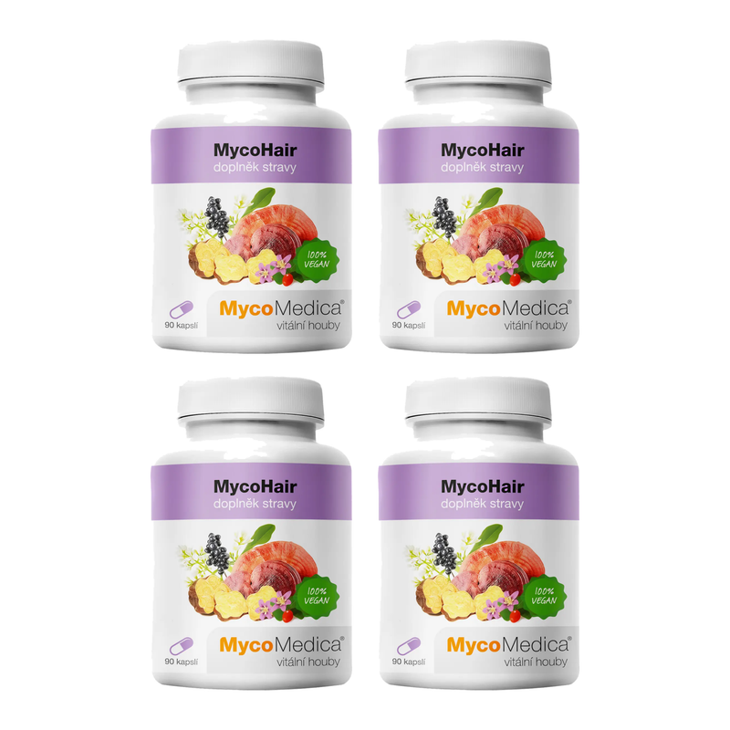 MycoMedica MycoHair, štyri balenia, 4× 90 kapsúl