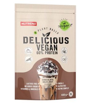 Nutrend DELICIOUS VEGAN PROTEIN - čokoláda + lieskový orech - 450 g